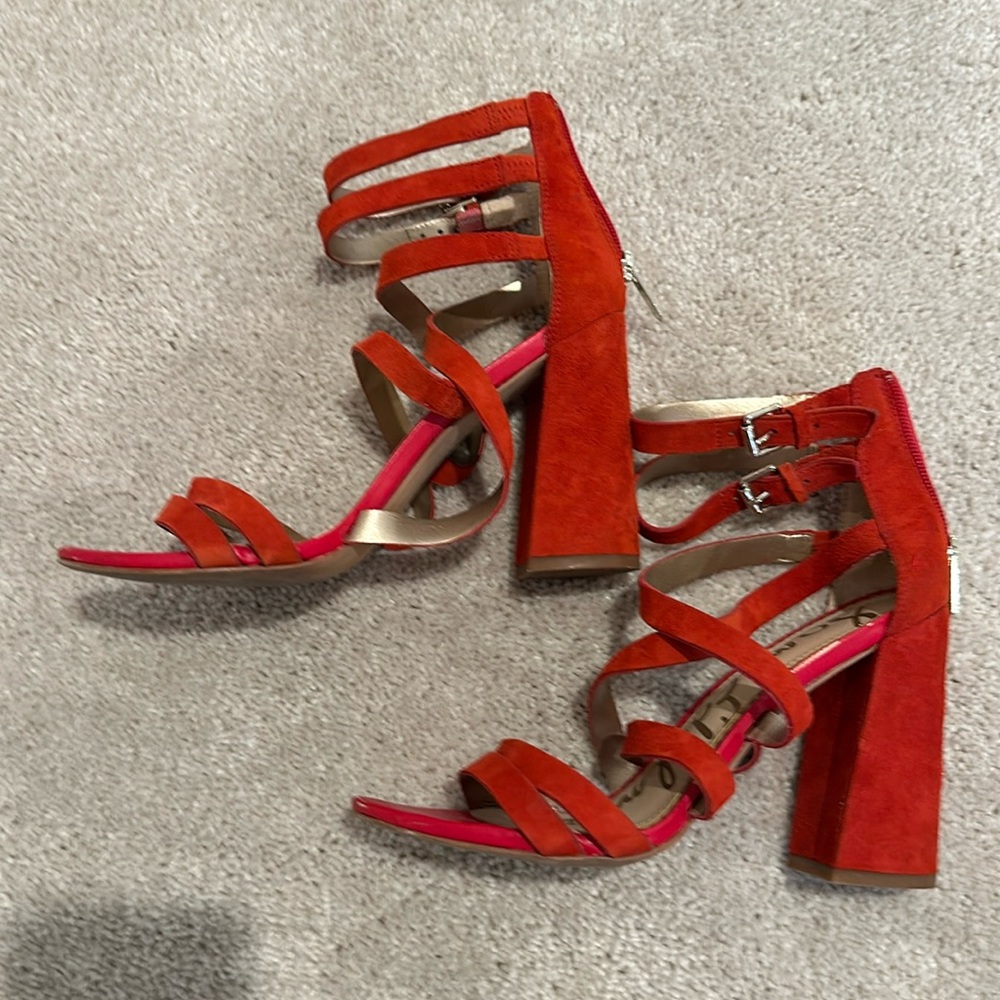 Sam Edelman Strappy Red Block Heel Size 8.5